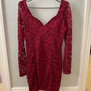 Lace long sleeve body con dress